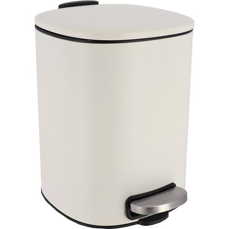 Abfalleimer aus metall, 5 liter, mit pedalbremse - weiss - Tendance