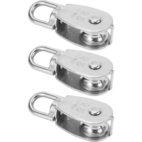 Lot de 3 poulies fixes en acier inoxydable forme U 150 kg 330 lb rotation 360° pour levage et plein air (1/5)