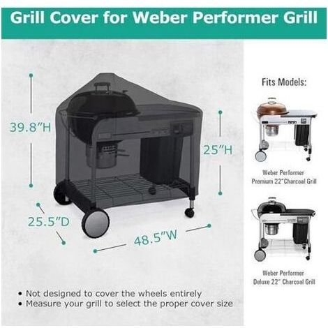 Housse de barbecue étanche pour l'extérieur, Compatible avec les barbecues Weber Performer Premium Deluxe, RecTeq et Char-Griller de 22 pouces (1/4)