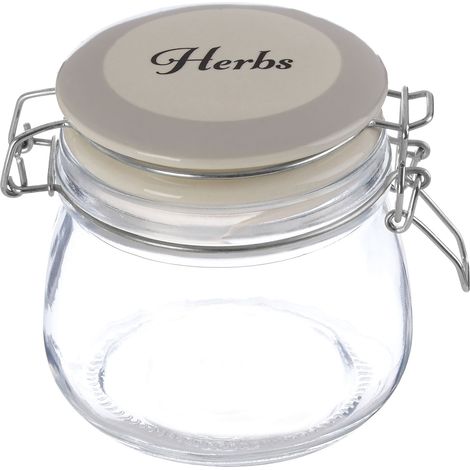 Premier Housewares Glass Herbs Storage Jar Transparent Glass Jars For Spices  / Herb Airtight Jar With Ceramic Lid Clip Lock Vintage Style 11 x 11 x 11 (1/5)