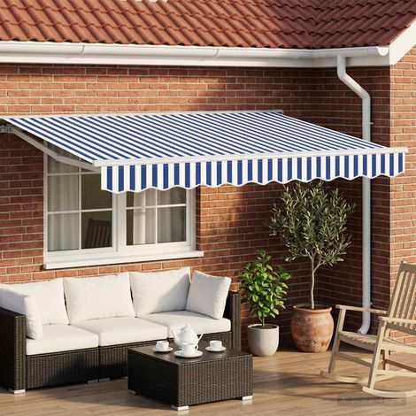 vidaXL Tettuccio Elettrico Retrattile Blu e Bianco 3,5 x 2 m