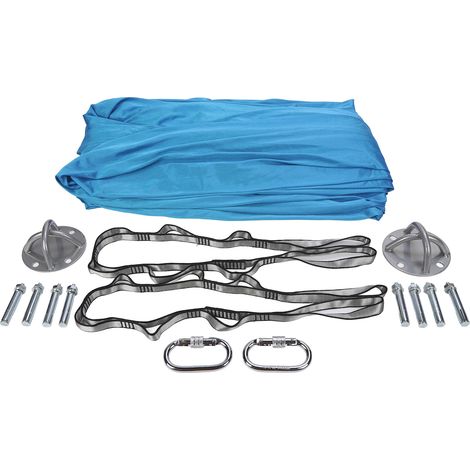 Hamac de yoga en polyamide flexible, anti-maux de dos, balançoire fitness multifonction bleue (1/5)
