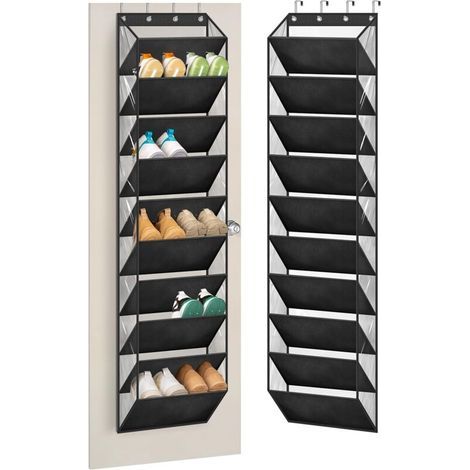 Range-chaussures à 10 niveaux pour placard, avec grandes poches profondes, pour ranger les bottes à la porte (1/4)