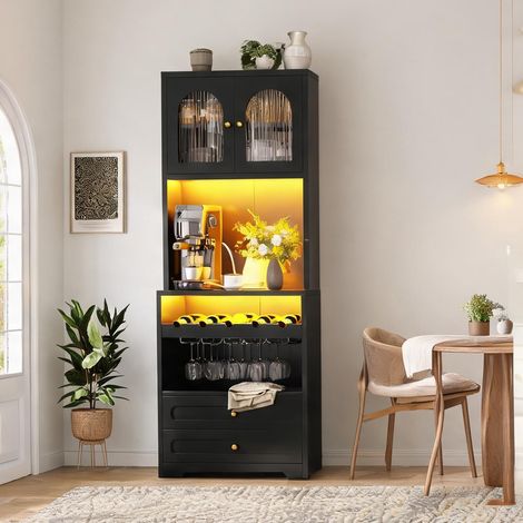 Buffet coloris noir en MDF 70 x 40 x 180 cm (1/5)