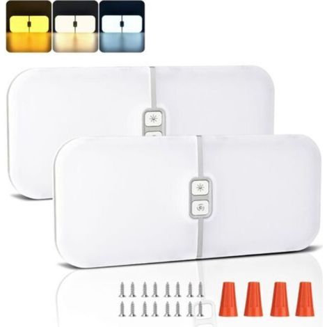 MERTTURM Plafonnier LED 12V Camping Car, Éclairage Voiture Interieur 1800LM Super Lumineux et Fin, 3 Couleurs de Lumière&Luminosité Réglable, Plafonnier Camping for Car Fourgon Remorque Bateau(2PCS) (1/5)