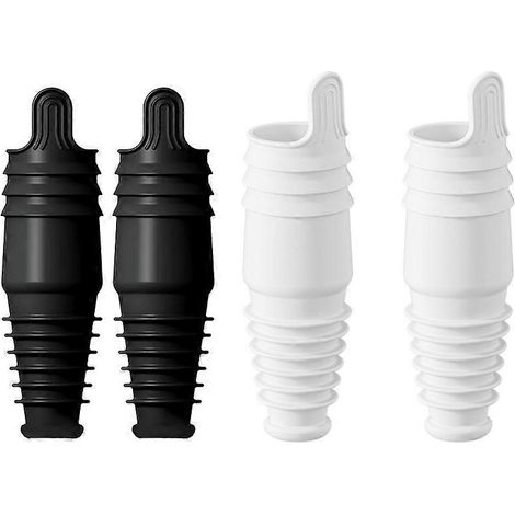 Set mit 4 wiederverwendbaren Silikonverschlüssen für Weinflaschen, Champagnerverschlüsse, schwarz und weiß (1/5)