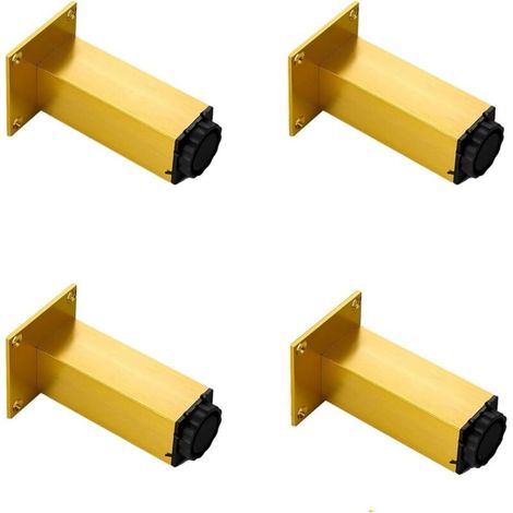 Pieds de meubles réglables en hauteur – pour canapés, tables basses, meubles de salle de bain – 12 cm, réglables de 1 à 15 mm. 4 pièces, doré (1/5)