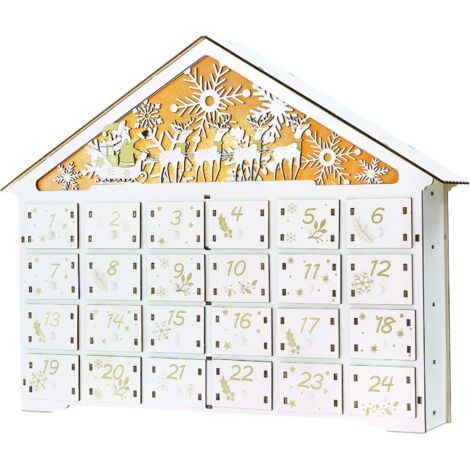 Calendrier de l'Avent à remplir 2023, calendrier de l'Avent en bois, 24 calendriers de Noël avec lumières LED, compte à rebours jusqu'à Noël, heure de l'Avent, cadeau pour décoration de Noël (1/5)