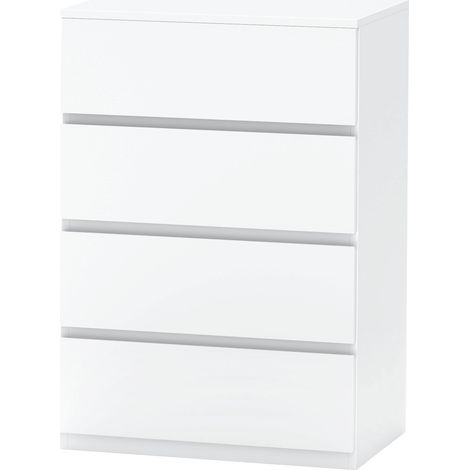 Kommode, 4 Schubladen, 55 x 33 x 80 cm, weiß, Stauraum