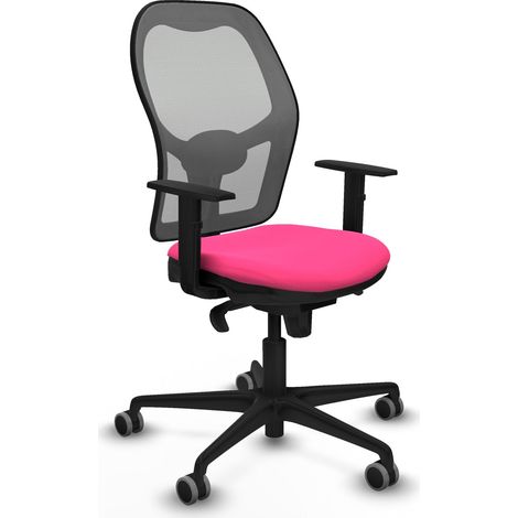 Jorquera sincro malla gris similpiel rosa brazos 1D base nailon ruedas 65mm engomada (1/5)