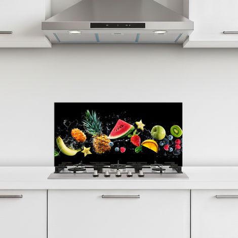 CRÉDENCE CUISINE Splash - Fruit - Noir 60x30 cm