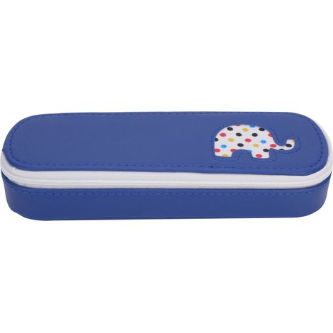 Trousse en cuir PU motif cheval, grande capacité pour école et étudiants, bleu marine S2-13 (1/5)