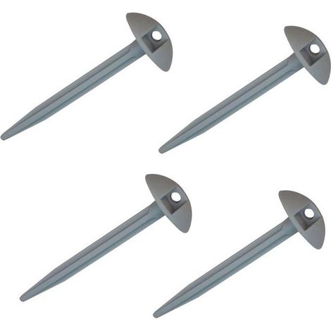 Picchetti in plastica per tenda - Picchetti per tendalino - Campeggio e giardinaggio - Testa a cupola con foro di estrazione - 50 pezzi - Grigio (1/5)