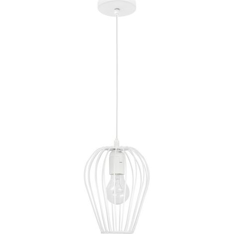 Merano Arkansas Plafonnier Suspendu Filaire 17cm Métal, Câble Blanc, LED E27, 25W,