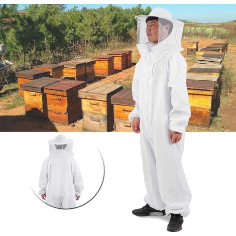 Tuta da apicoltore bianca – cappuccio con velo – L/XL/XXL – protezione totale – apicoltore