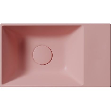 Lavabo en céramique KUBE X 40x23cm, sans trou pour robinetterie, droite/gauche, blush mat (1/3)