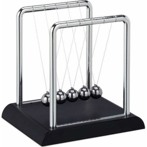 Newtonsche Wiege, klassisches Kugelstoßpendel, 5 Kugeln, dekoratives Kugelpendel für Schreibtisch und Büro, silberfarben, 13,5 x 13,5 x 11,5 cm (1/5)