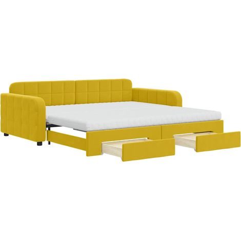 Maison Exclusive - Divano Letto Estraibile con Cassetti Giallo 100x200cm Velluto