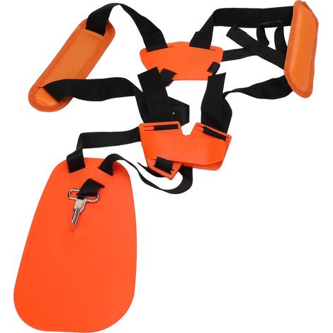 Harnais de tondeuse à gazon à double bandoulière élargie et épaisse, réglable, pour outils de jardin robustes, orange (1/5)