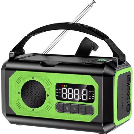 Radio de Manivelle Solaire d'urgence avec Lampe Lecture, 12000mAh (1/5)