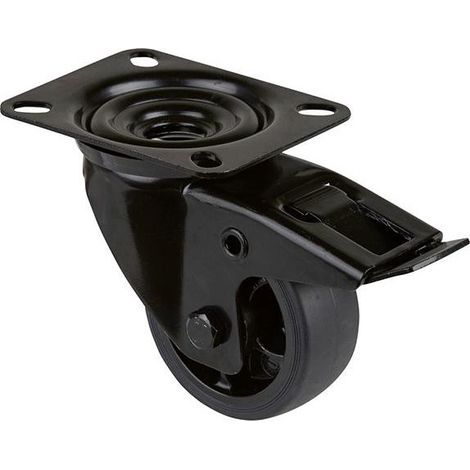 Rueda giratoria  D.80mm Cap.100kg  con freno. Goma  104x80mm negra  BS ROLLEN (1/3)