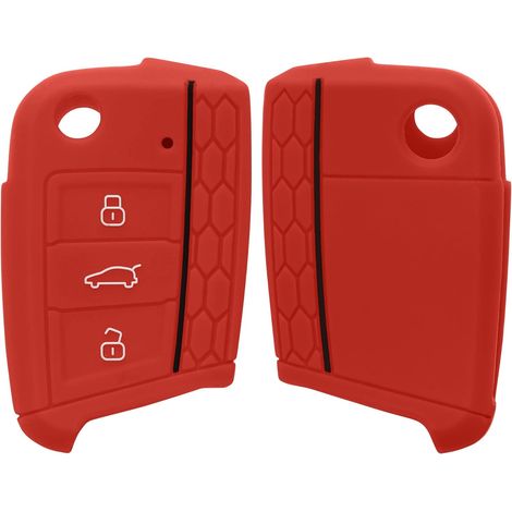 1 Coque clé Voiture, Silicone Souple, Protection Anti-choc, 3-Bouton, Compatible VW Golf Seat Skoda