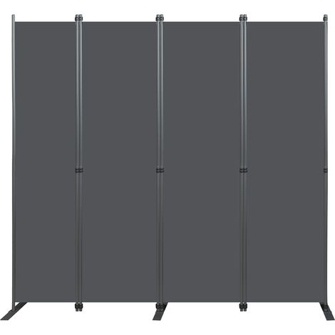Biombo separador de ambientes de 4 paneles 204 x 180 cm gris oscuro (1/5)