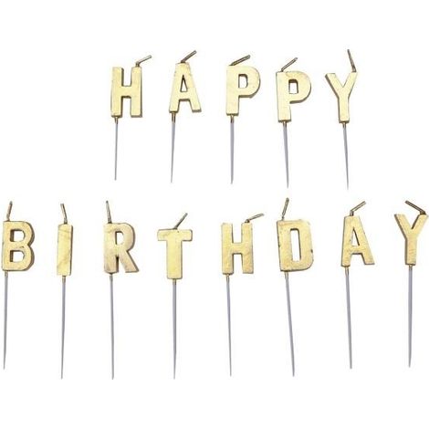 Juego de velas doradas con la inscripción "Feliz cumpleaños"