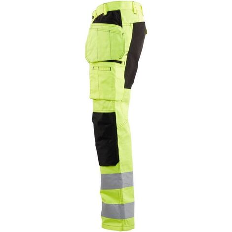 Pantaloni da lavoro ad alta visibilità elasticizzati artigianali 1552 - Giallo fluorescente/Nero 2XL - FR(52) - SE(C58) - Norme (1/3)