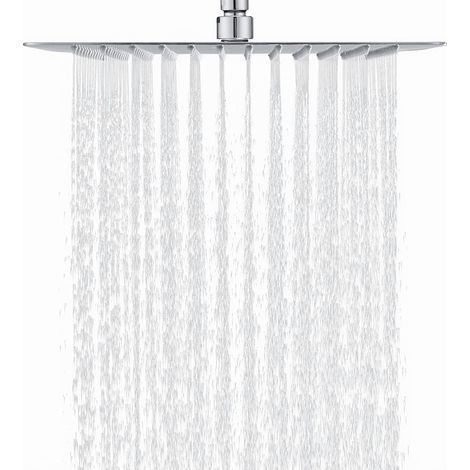 Tete de Douche Carré 16 Pouce/40x40cm, 304 Acier Inoxydable, Tête de Douche Pluie Economie d'Eau avec 324 Buses en Silicone Anti-Calcaire Pommeau de Douche Pluie Rotatif 360°, Chrome (1/5)