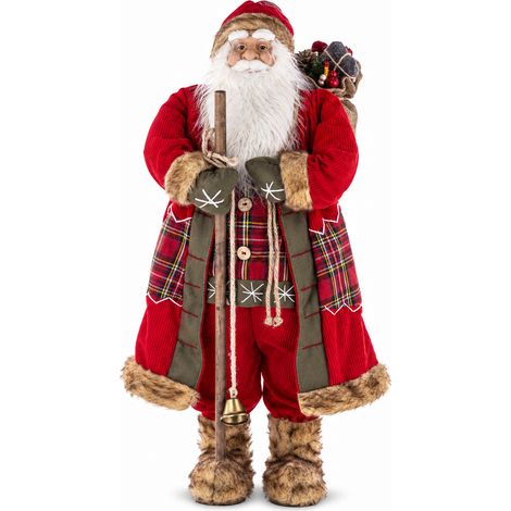 Figura decorativa de Papá Noel roja de 90 cm de altura. Figura navideña de pie. (1/5)
