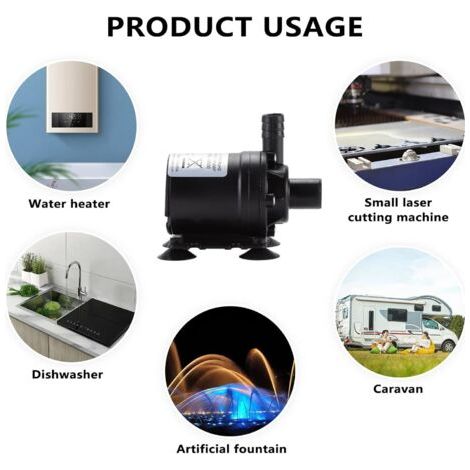 Pompe à eau 12 V CC, pompe submersible sans balais, pompe amphibie de 800 litres/heure, 5 mètres de long, convient aux étangs, aquariums, fontaines et systèmes de circulation d'eau de piscine solaire  (1/4)