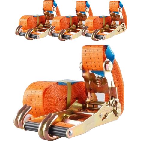 4x Profi Ratschen Spanngurt Spanngurte Zurrgurt 2-tlg 6m 4t 4to 4000kg TÜV/GS ORANGE (1/3)