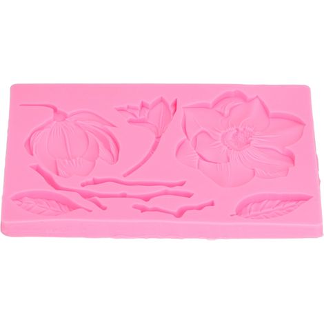 Moule en Silicone Alimentaire Chocolat - Formes de Fleurs Variées, Démoulage Facile pour DIY Pâtisserie et Résine - Modèle 50-2304 Rose (1/5)