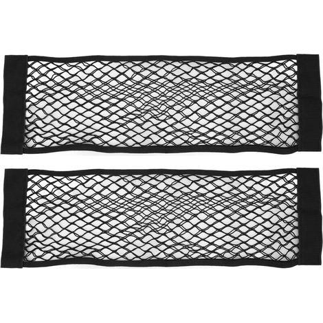 Lot de 2 filets de rangement noirs à double couche pour coffre de voiture, pour téléphone portable, clés et petits objets, 80 x 24 cm (1/5)
