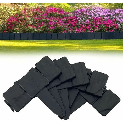 Bordure de Jardin Flexible,20 Pcs 5M Bordure de Pelouse de Jardin Clôture de Separation Jardin pour lit de Jardin Exterieur Pelouse,20 pièces Le Noir (1/4)