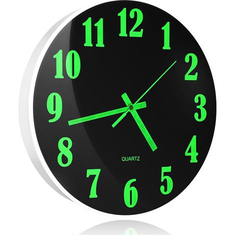 Horloge Murale Lumineuse, Horloge Murale Silencieuse 30 cm, Pendule Murale Fluorescente, Grande Horloge Murales À Piles pour La Maison, Le Bureau, L'École (1/5)
