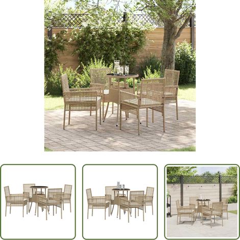 Terrasse - Garten Essgruppe 5 pcs Beige Poly-Rattan (1/5)