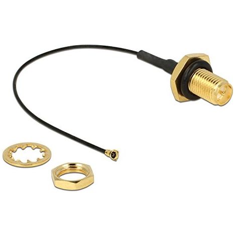 DeLOCK Delock 12464 - 0,1 m - RP-SMA - MHF IV/ HSC MXHP32 - Droit - Courbe - Noir (1/2)
