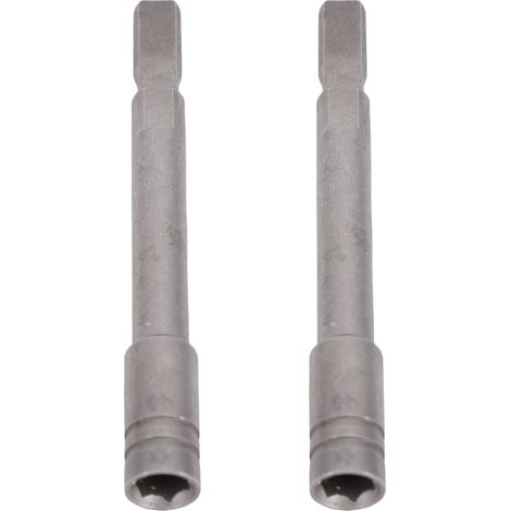 2 rallonges porte-embout 1/4 pouces hexagonale en acier CrV, adaptateur gris sablé, lot de 2 (1/5)