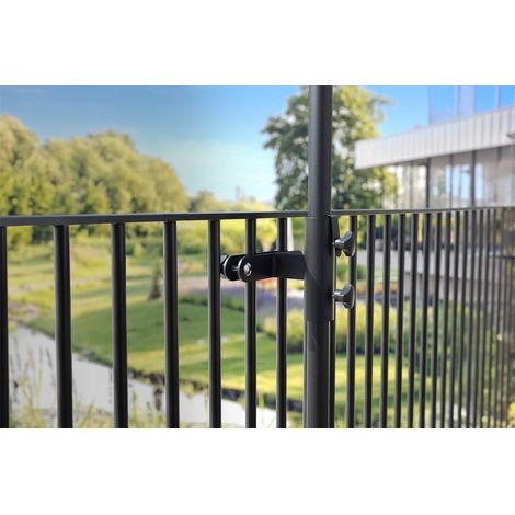 Support de parasol de jardin avec fixation pour rambarde verticale - noir platine Homms (1/3)