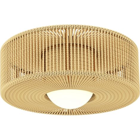 Plafonnier Bohème G9 LED Abat-Jour Rond en Corde de Chanvre Ø30 x 16 cm Lampe de Plafond 3000K pour Salon Chambre (1/5)
