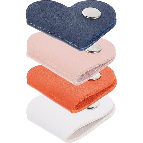 Organisateur de Câbles Protecteur de Câble Portable en Cuir Pu de Cœur avec Boucles à Pression Lot de 8 Pièces pour Bureau et Écouteurs (1/5)