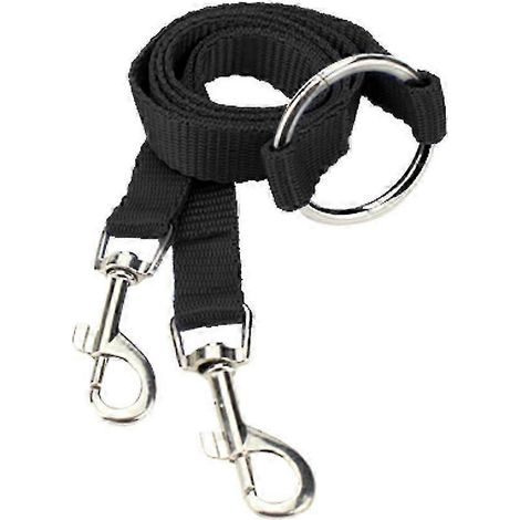 Laisse double pour chien, permet de tenir deux chiens simultanément, en nylon, laisse pour chien de compagnie, compatible avec les petits animaux (noire). (1/5)