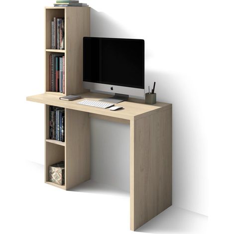 Escritorio modelo 639 de la colección NELLE Roble, encimera en cascada y estantería lateral, de Herdasa (1/2)