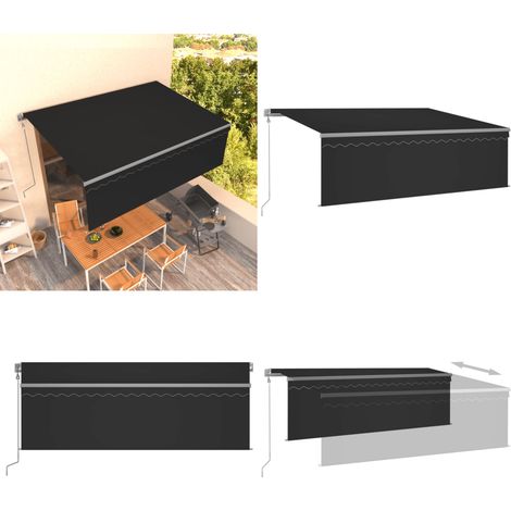 Markise Automatisch Einziehbar mit Volant 4x3 m Anthrazit - Markise - Sonnenschutz - Gartendekoration - Terrassenzubehör - Aluminium Markise - Home & Living (1/5)