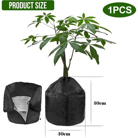Juego de 2 protectores de invierno para macetas, de 40 x 40 cm, con protección térmica para plantas de exterior, con cremallera y cordón ajustable. (1/4)
