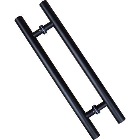 Pomo para puerta corredera, doble cara en forma de H, pomo robusto para puerta batiente, negro Longitud 600 mm Distancia entre orificios 400 mm (1/4)