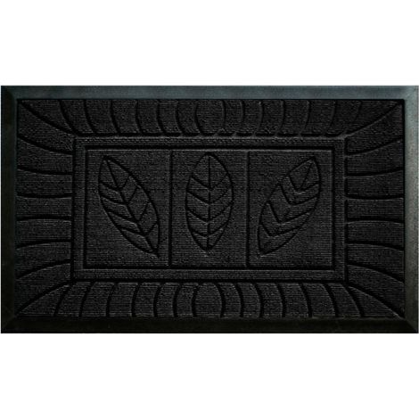 Tapis d'Entrée "Feuilles" 45x75cm Noir (1/3)