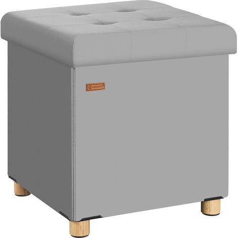 CASARIA® Hocker mit Stauraum Samt Faltbar inkl. Füßen 38x38cm 300kg Belastbarkeit Wohnzimmer Schlafzimmer Flur Sitzhocker Fußhocker Polsterhocker  Grau
